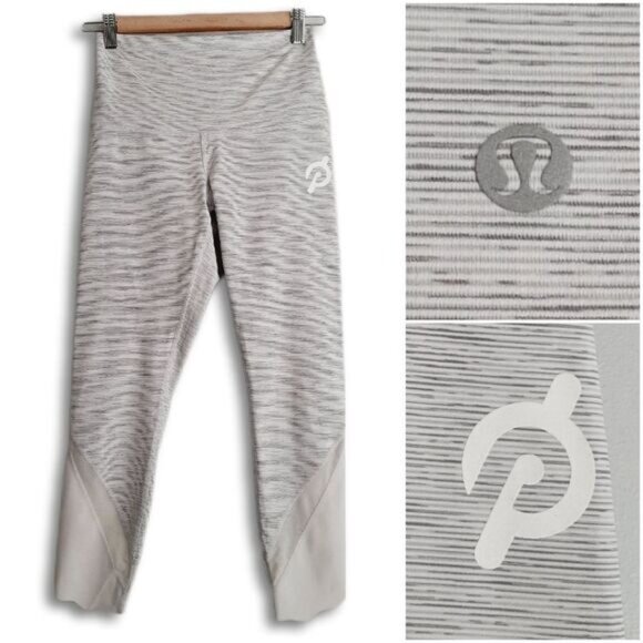 LULULEMON x PELOTON Wunder Under Scalloped Hem High-Rise Crop Leggings Grey Sz 2 - Picture 1 of 16